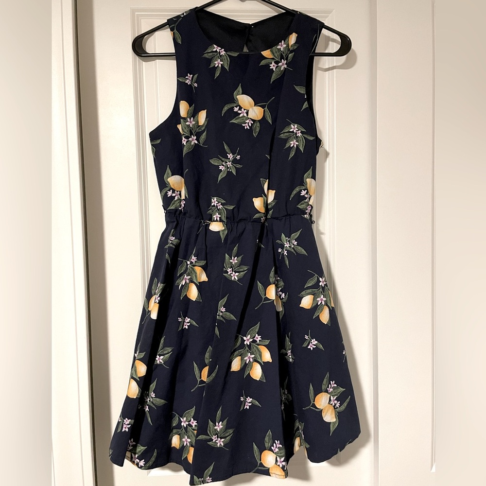 Bailey Blue Large kids lemons and navy dress